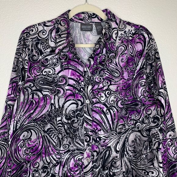 Chico’s Size Large Purple Paisley Button Down Women’s Shirt - Picture 2 of 10